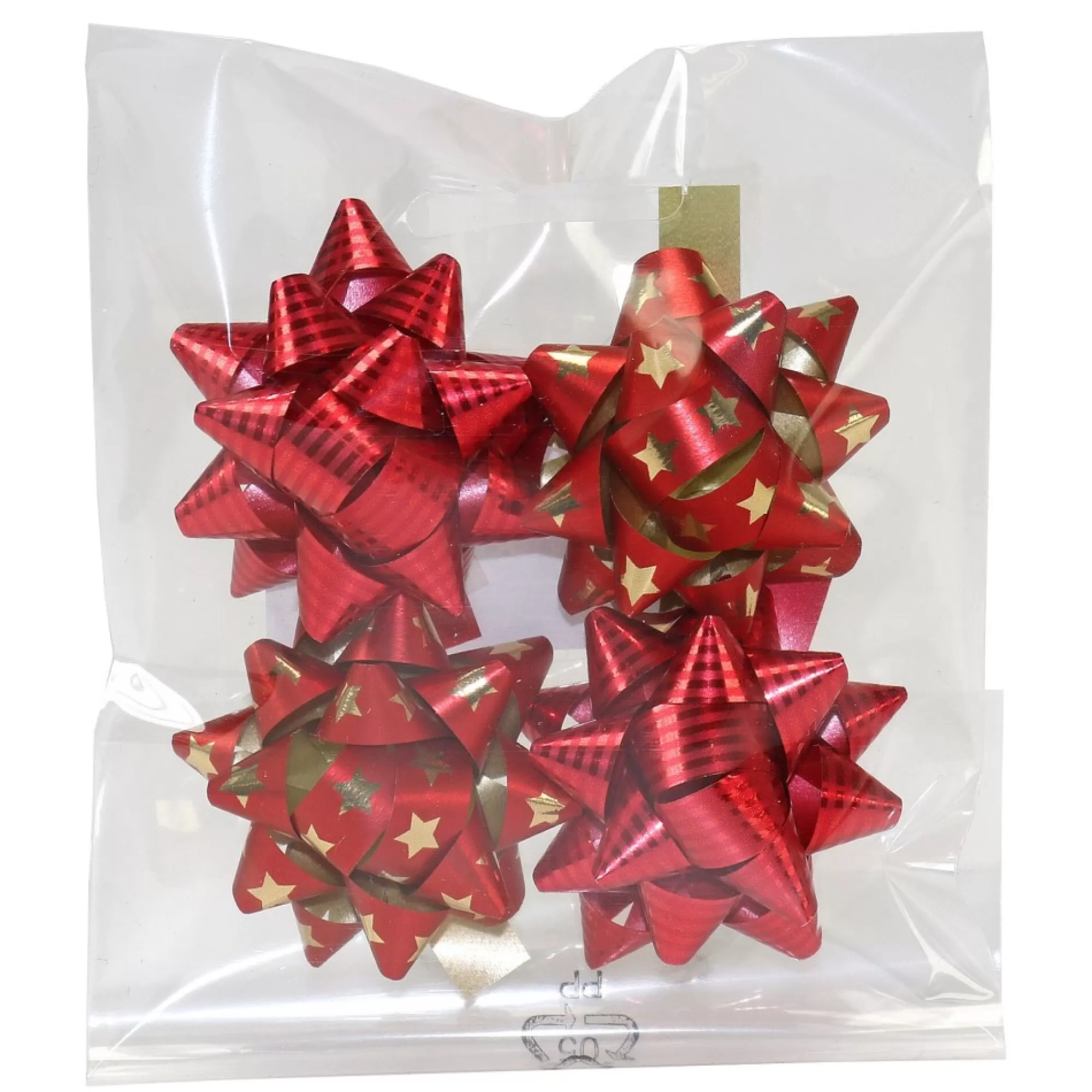 Fashion Strik Rood Christmas Star 5Cm 4 Stuks Linten, Strikken, Tape & Etiketten