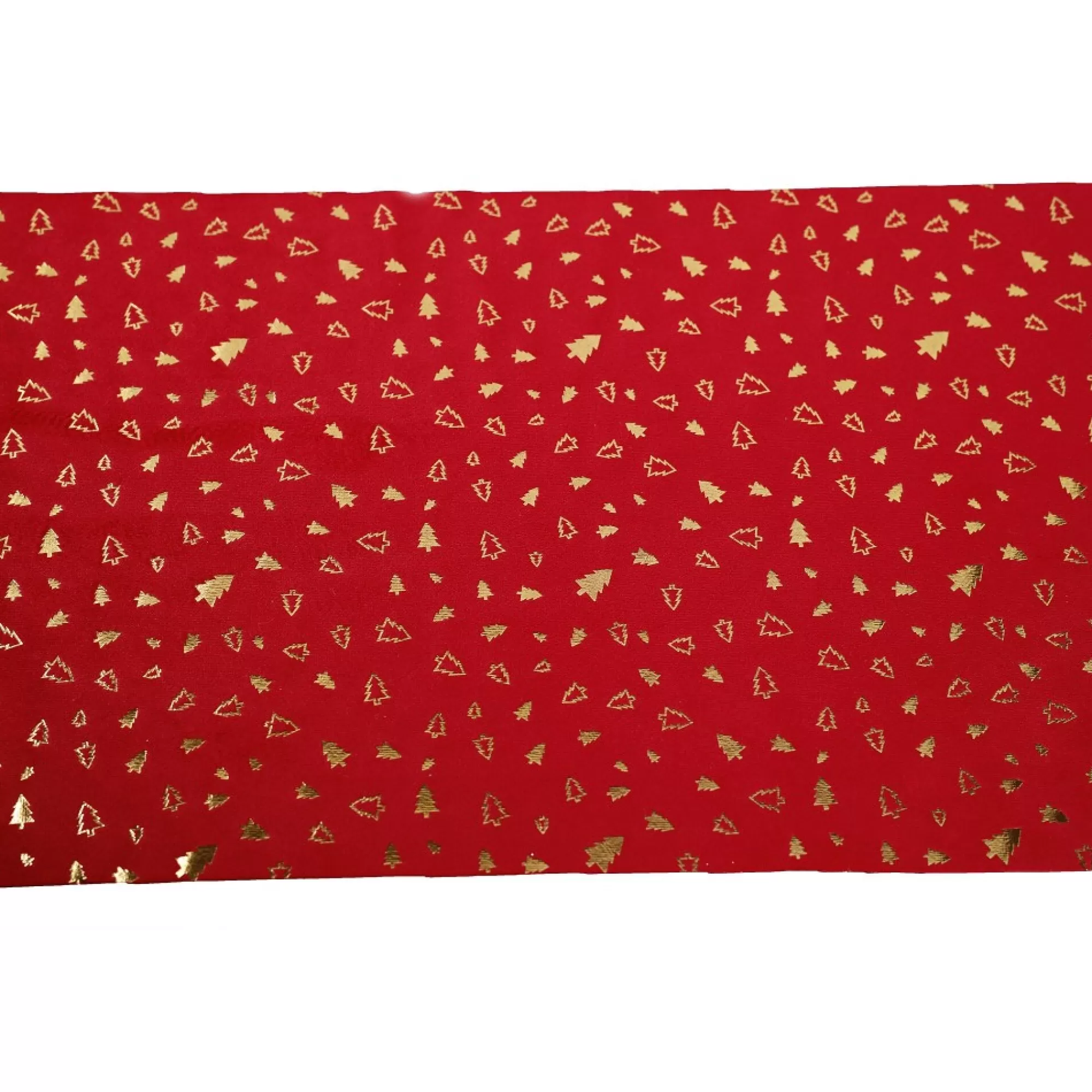 Best Sale Tafelloper Kerstboompjes Rood Fluweel + Goudfolie 28Cm X 3M Tafellopers