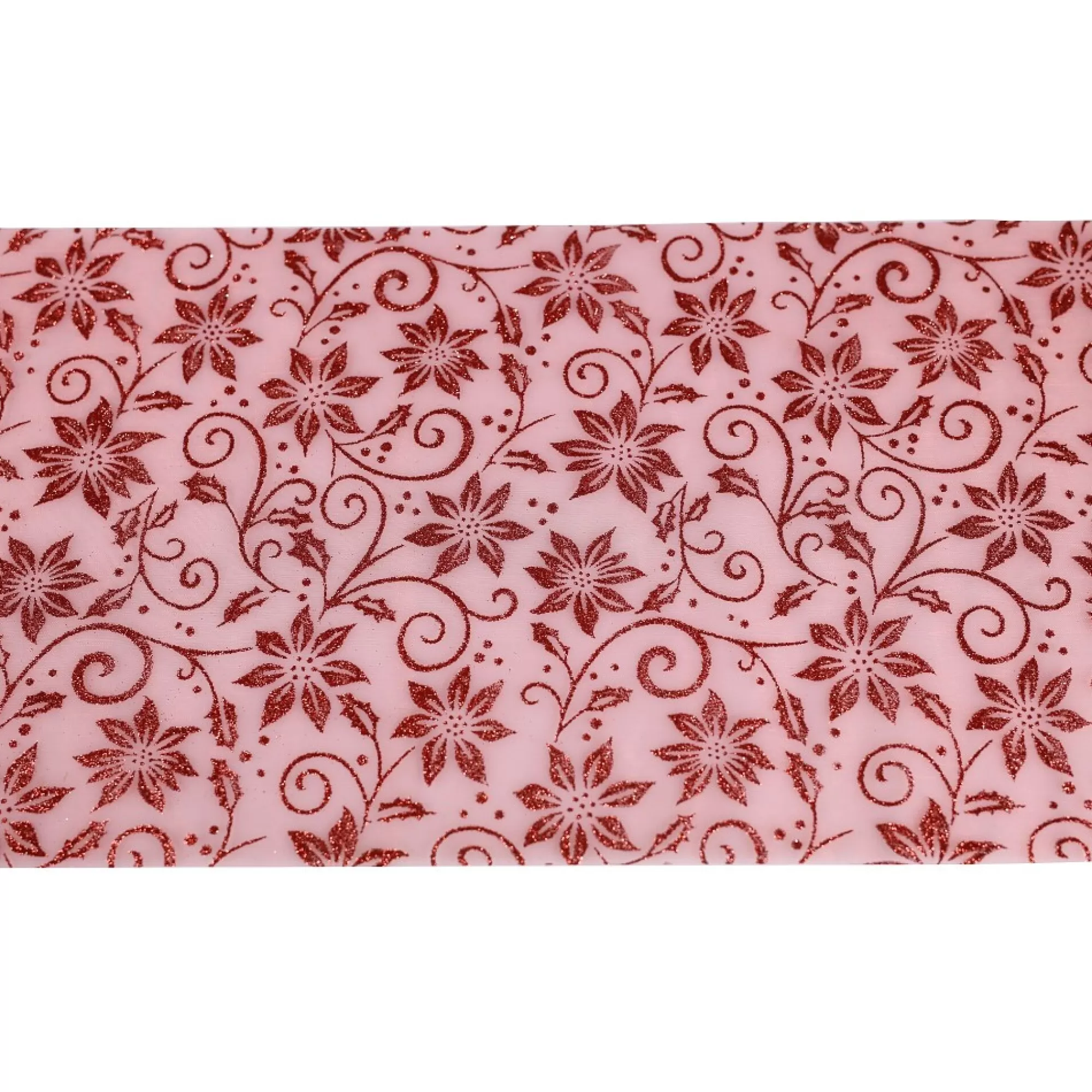 Flash Sale Tafelloper Rood Organza Rode Glitter Blaadjes 28Cm X 5M Tafellopers
