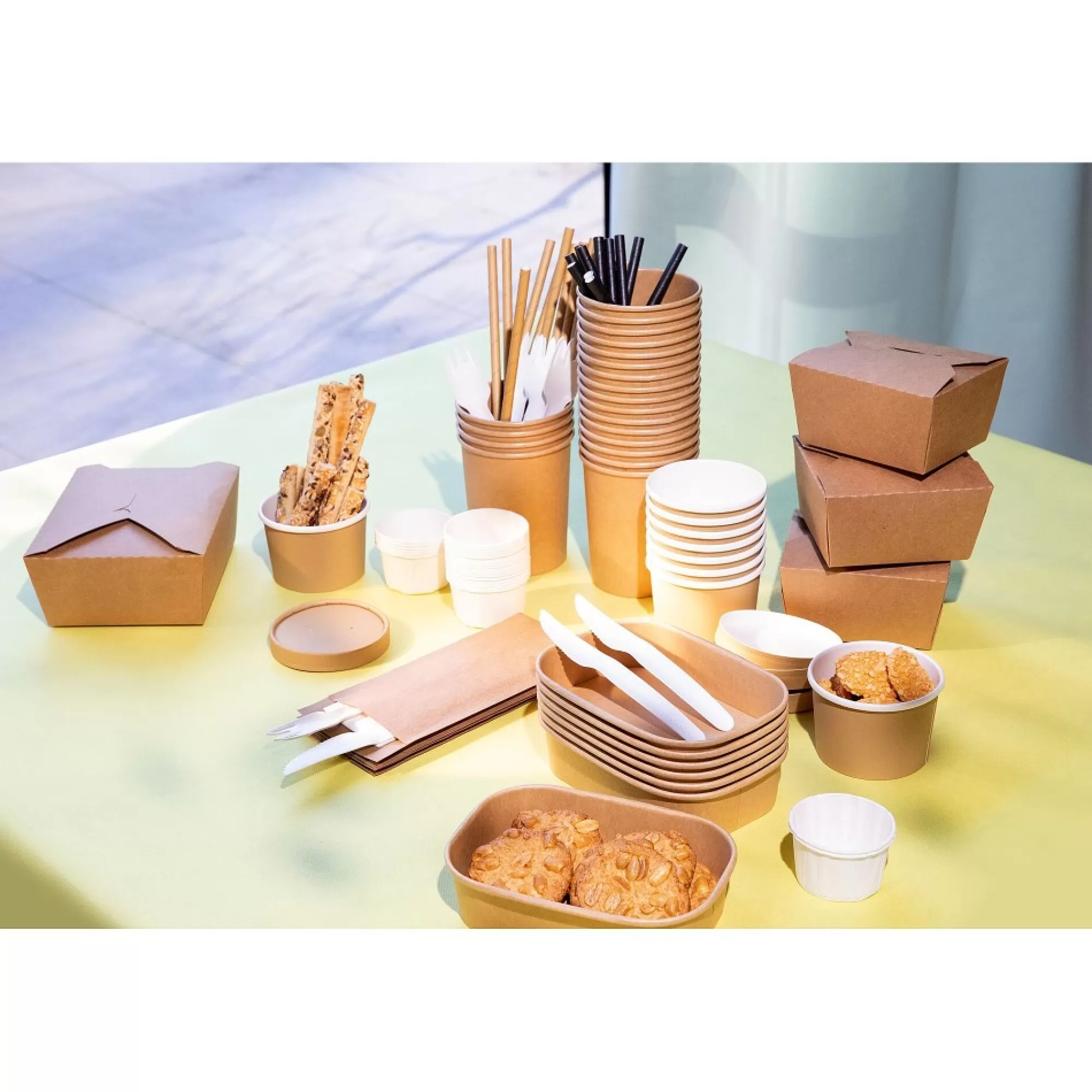 Outlet Take Away Box 900Ml Rechthoekig Met Pe Coating 16X10X6.5Cm Bruin Microgolf 25 Stuks Take-Away