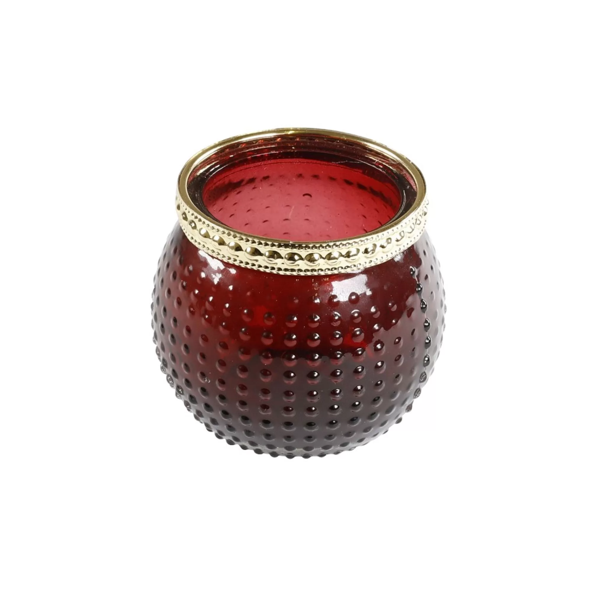 Best Sale Theelichthouder Burgundy Glas Gouden Rand H 6,5Cm 5,5Cm Kaarsen & Houders