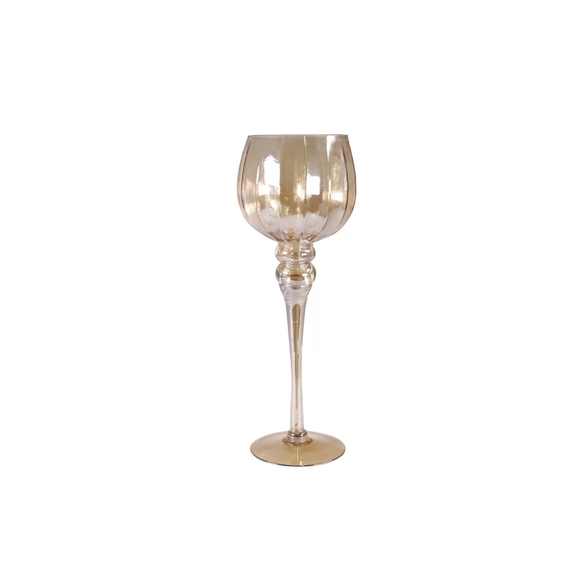 Clearance Theelichthouder Op Voet Goud H 35Cm 13Cm Glas Luster Kaarsen & Houders