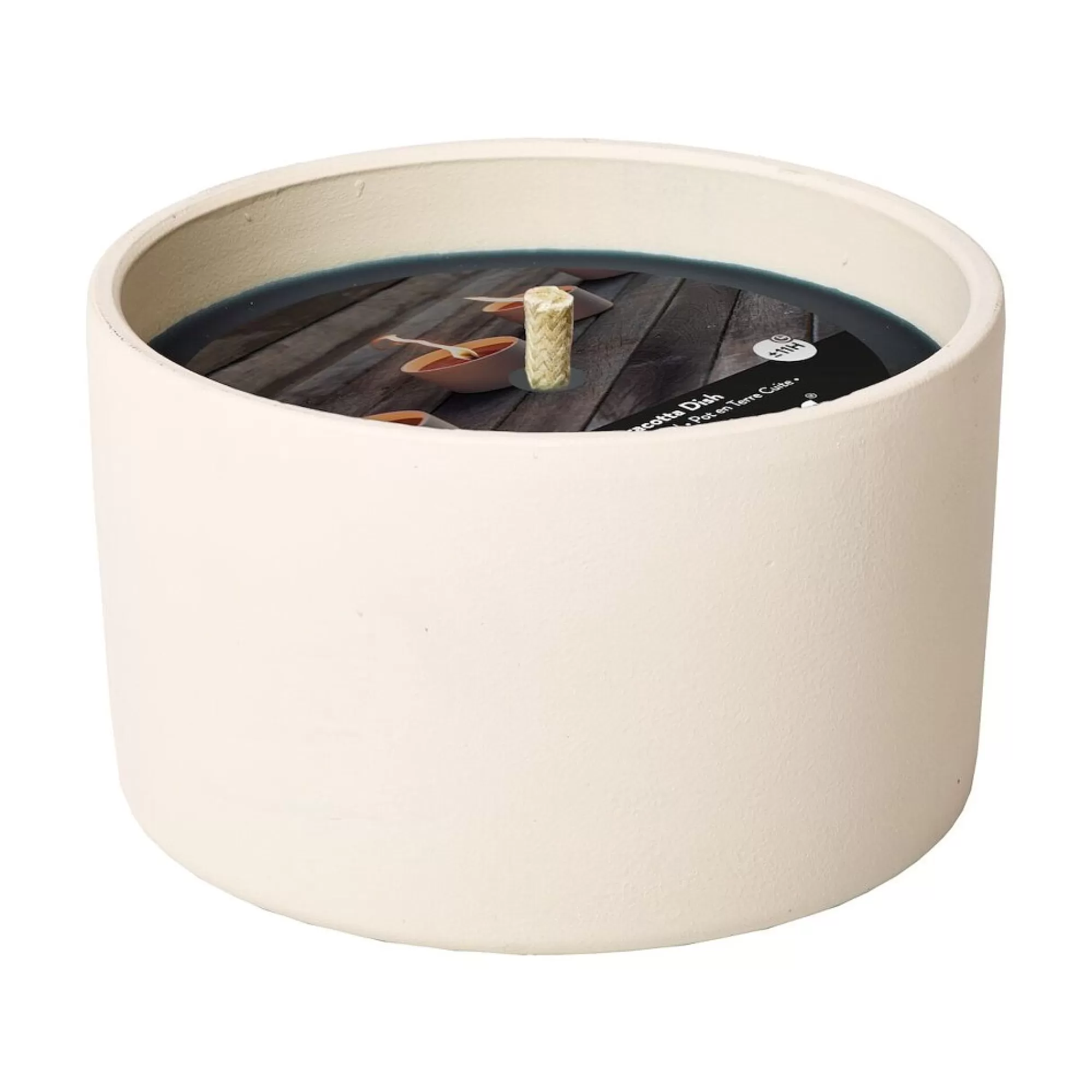 Store Tuinkaars In Terracottapot Wit Vulling Zwart H 8,2Cm 13,8Cm 11U Kaarsen & Houders