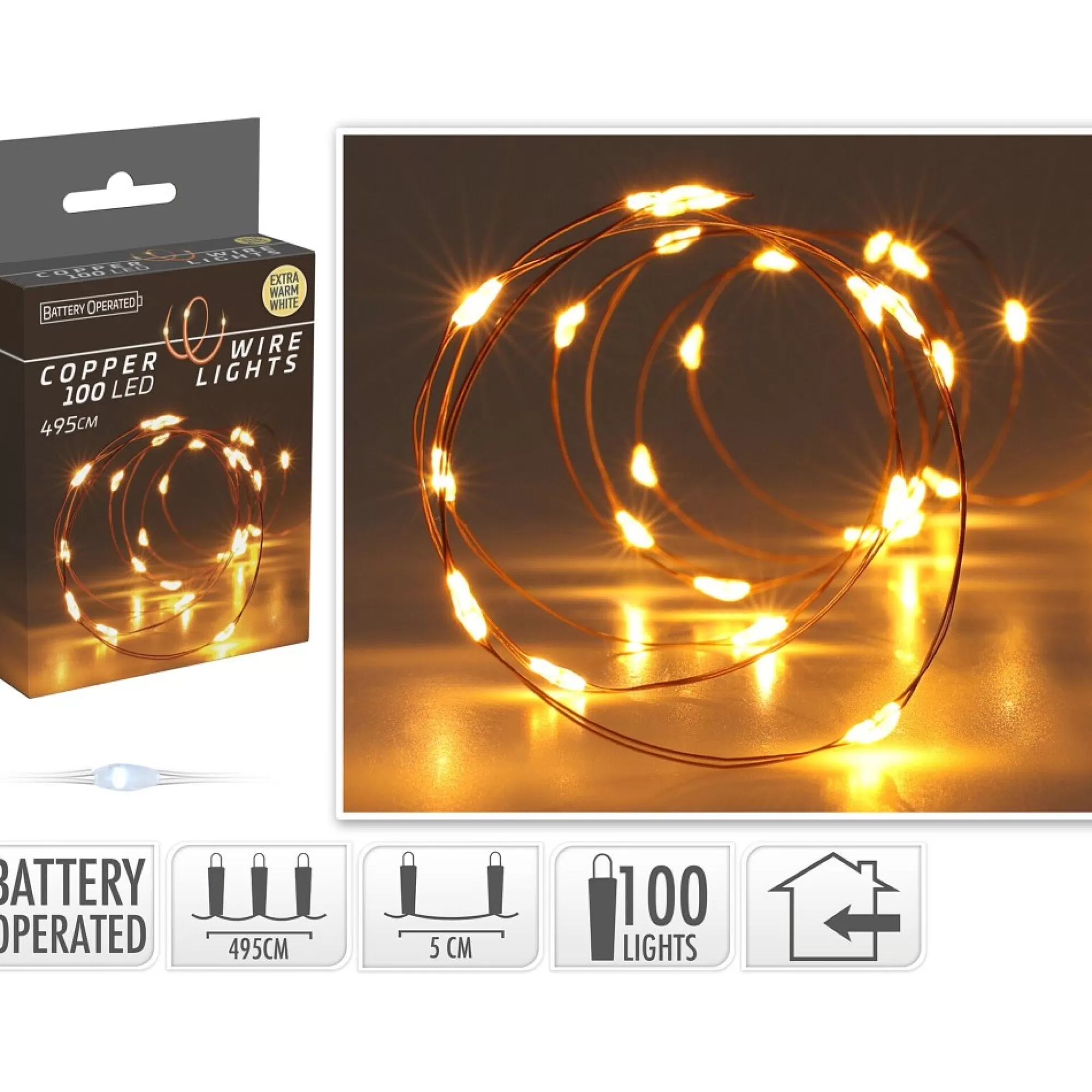 Flash Sale Verlichting 100 Leds Warm Wit Koperdraad 3Xaa Batterij Niet Inbegrepen Warm Witte Kerstverlichting