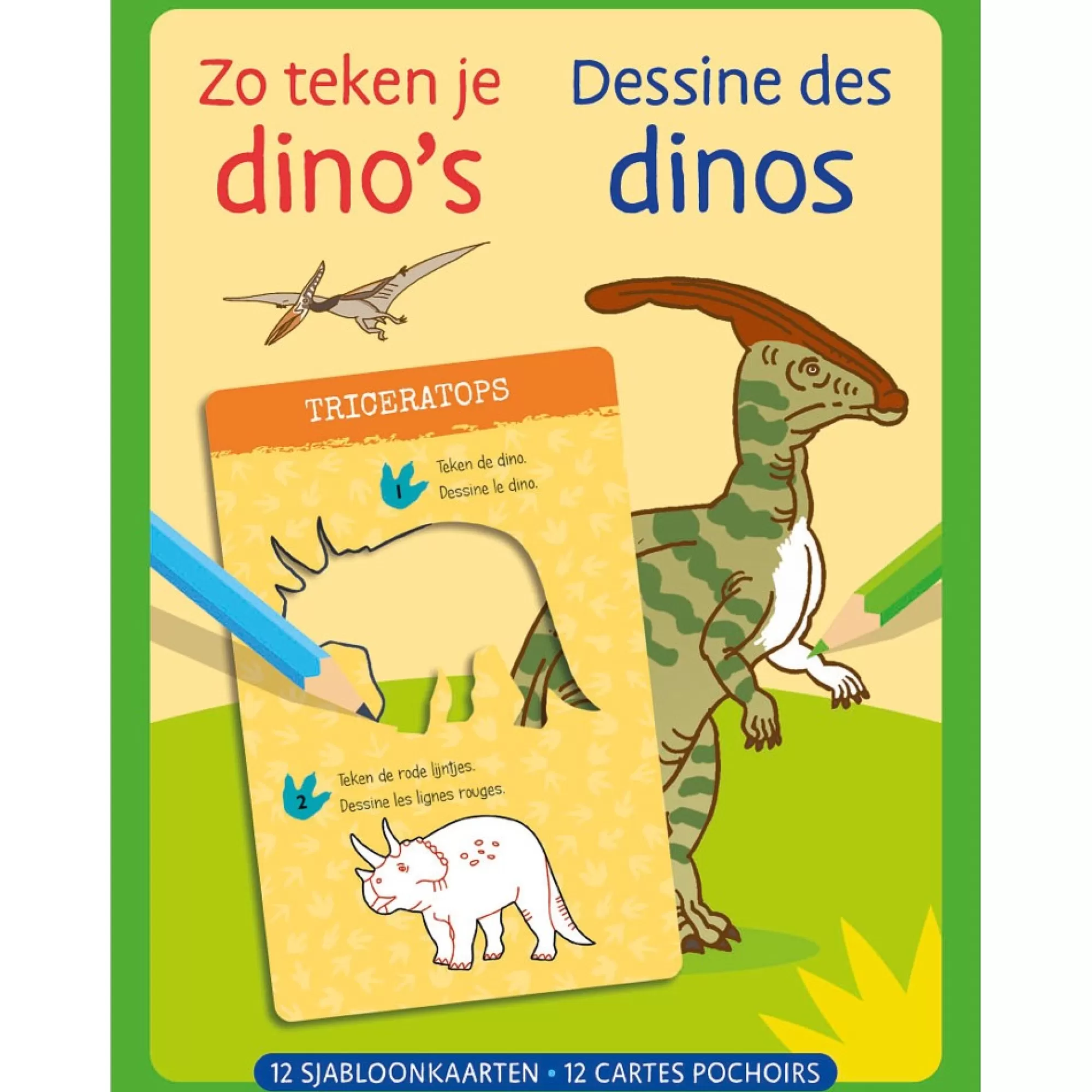 Clearance Zo Teken Je Dino's - 12 Sjabloonkaarten Cadeautips